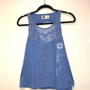 Small Women’s A Frame Lace Souvenir Racerback Light Blue Tank Top Seaside OR
